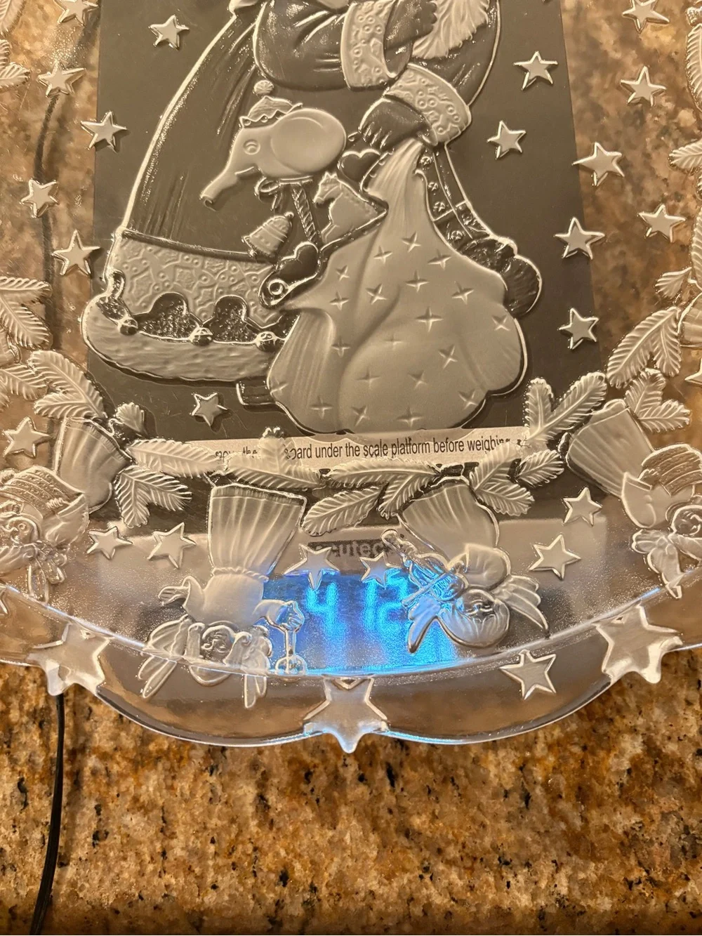 Mikasa Christmas Round Clear Frosted Glass Hostess Serving Platter Santa Angels
